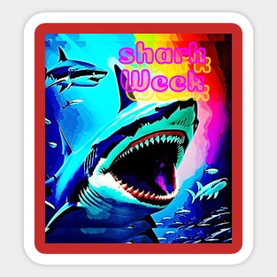 Shark Week (neon shark) Sticker